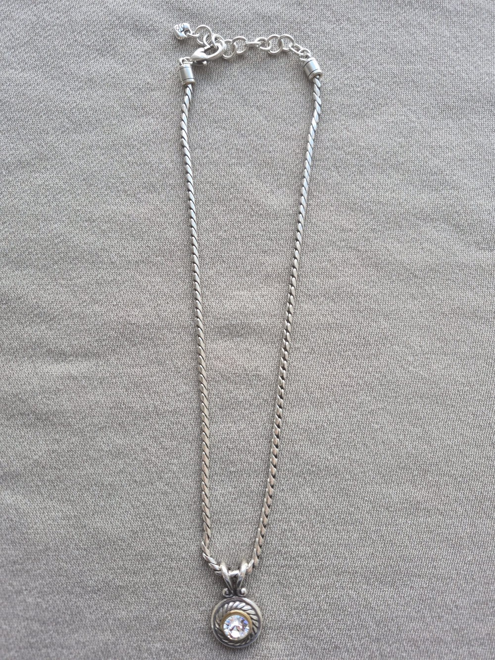 Brighton Silver Necklace with Clear Crystal Pendant